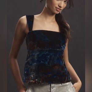 NWT Anthropologie Pilcro Velvet Flyaway Top Size Small
